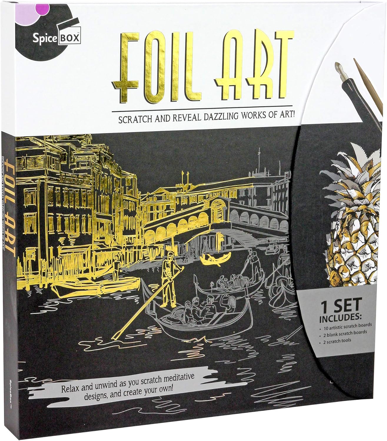 SpiceBox Adult Art Craft & Hobby Kits Sketch Plus Foil Art, Craft Kits