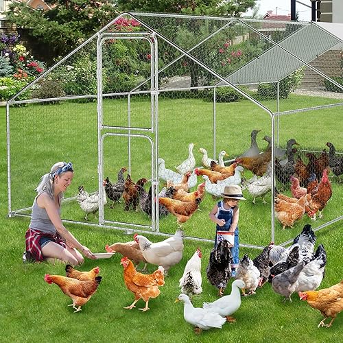 Miniatura 16 de Gallinero de metal grande, jaula para aves de corral, corrida de pollo con cubierta impermeable y anti-UV, con puertas con doble cerradura