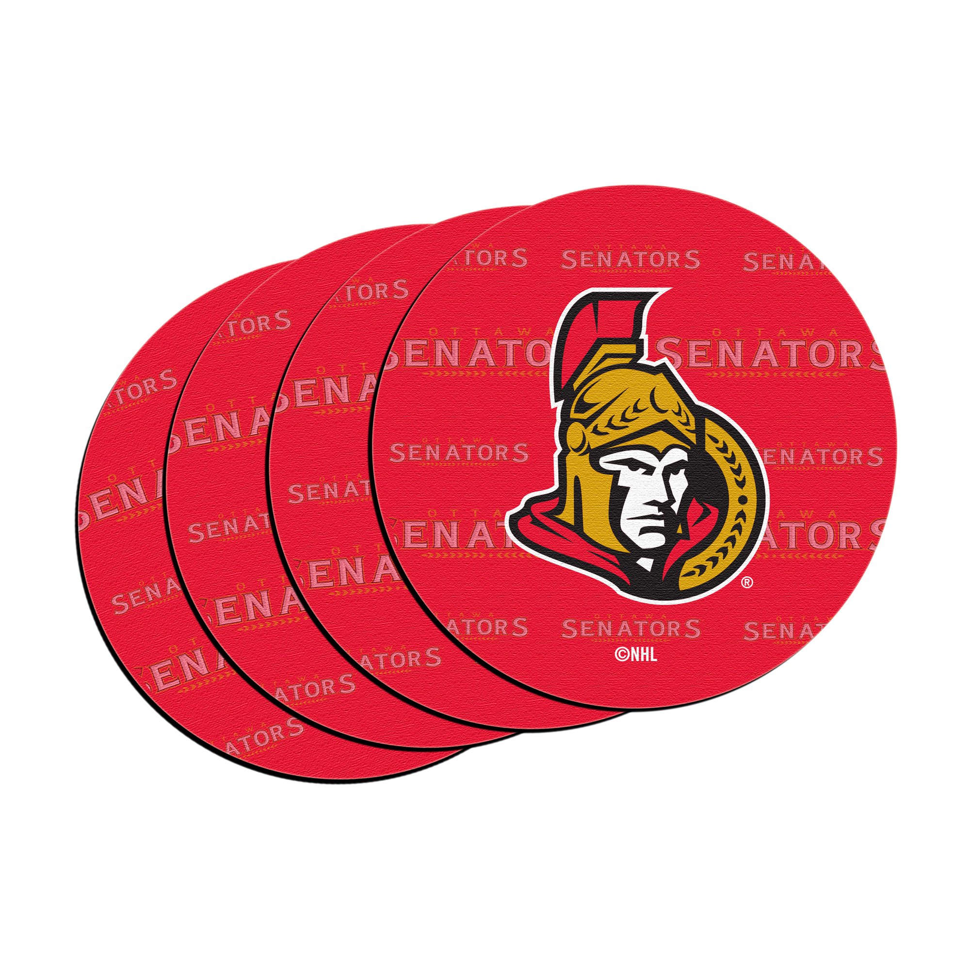 NHL Ottawa Senators Neoprene Car Coasters, 4-Pack
