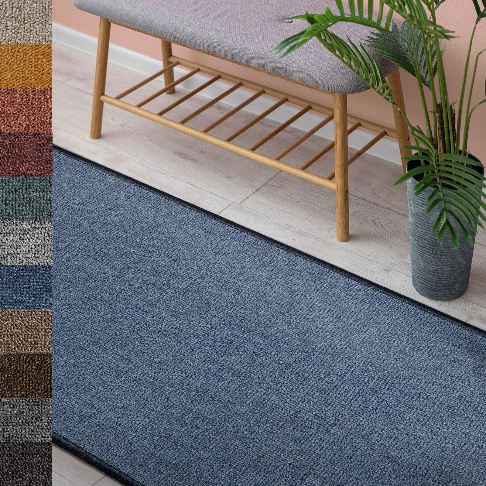 Floordirekt Light Blue 86 London Rug | Living Rug Or Runner For Kitchen, Hallway And Living Room | Durable And Easy To Clean | 11 Colours And Many Sizes (67 X 200 Cm, )