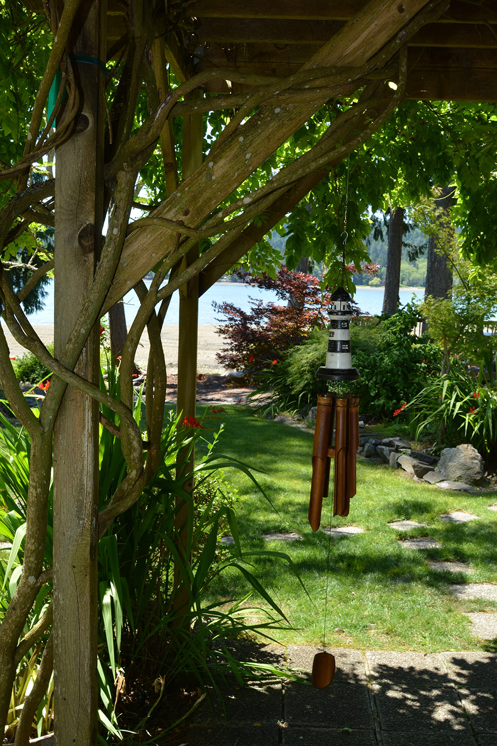 Cohasset Gifts 151A Cohasset Carillon éolien en Bambou sculpté Phare 20,3 cm