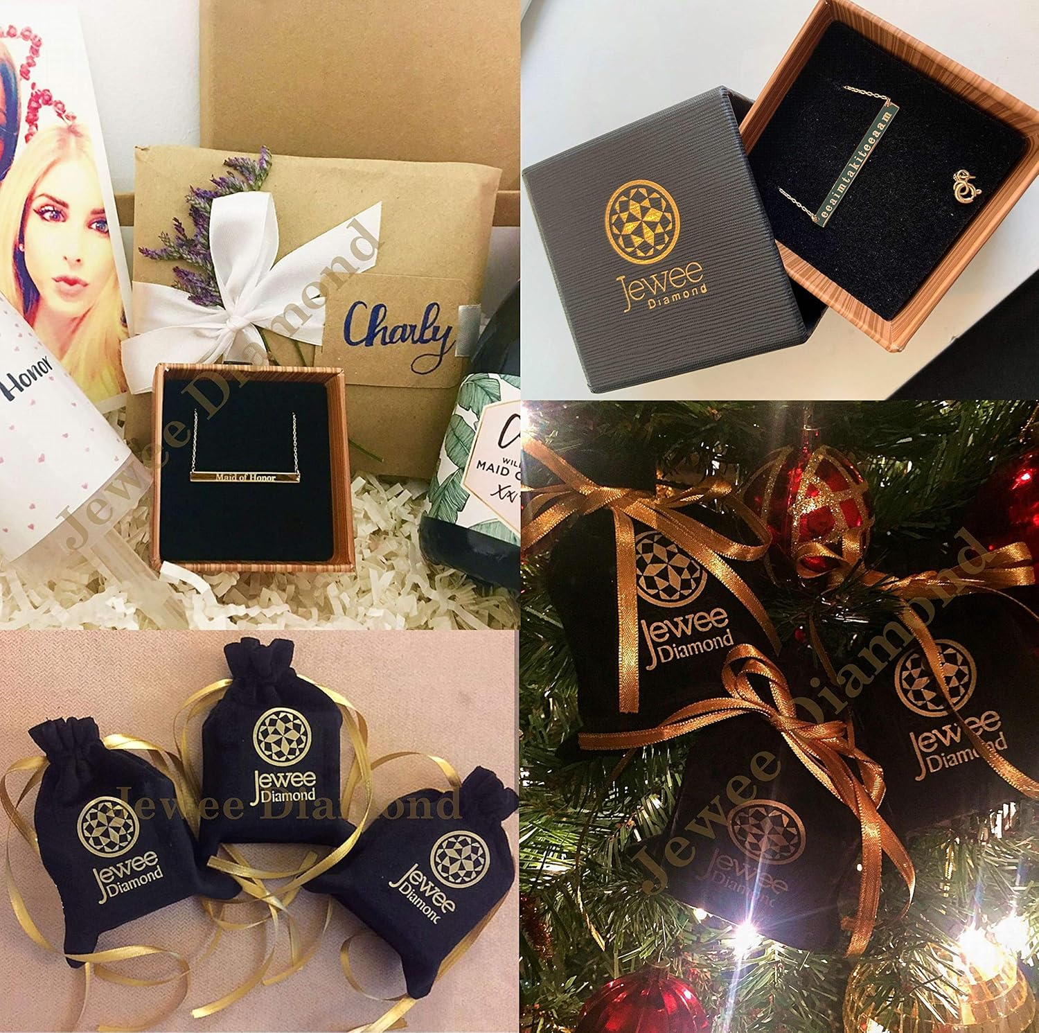 JEWEE DIAMOND Personalized Sideways Initial Necklace in Sterling Silver, Custom 1–5 Letter Name Necklace, Dainty Monogram Pendant, Bridesmaid Gift, Christmas Gift for Women - Image 9