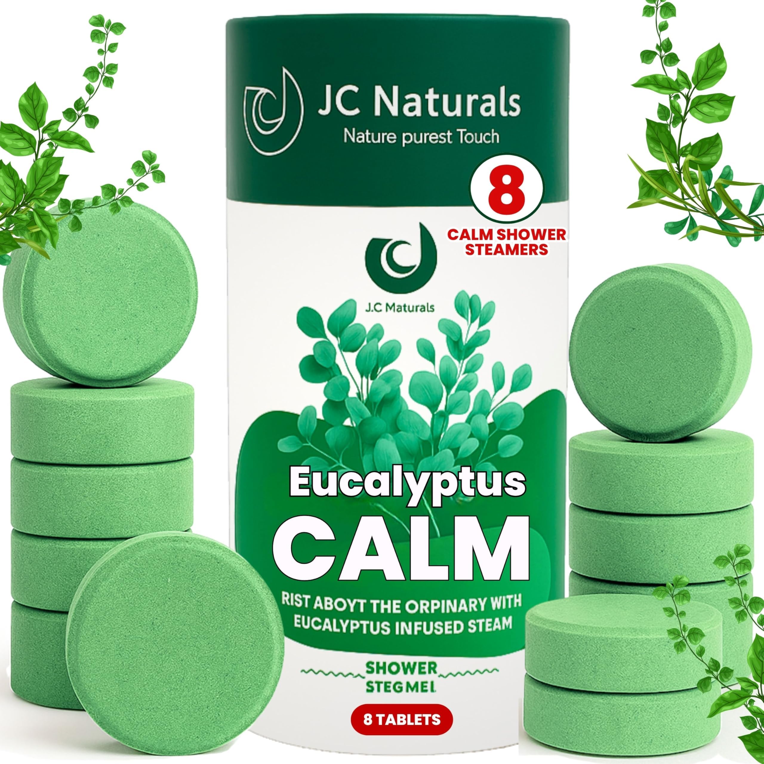 Extra Large - Eucalyptus Shower Steamers – XL Aromatherapy Tablets for Sinus Relief & Energy Boost | 8-Pack | Large Long-Lasting Shower Bombs with Natural Essential Oils for Men & Women