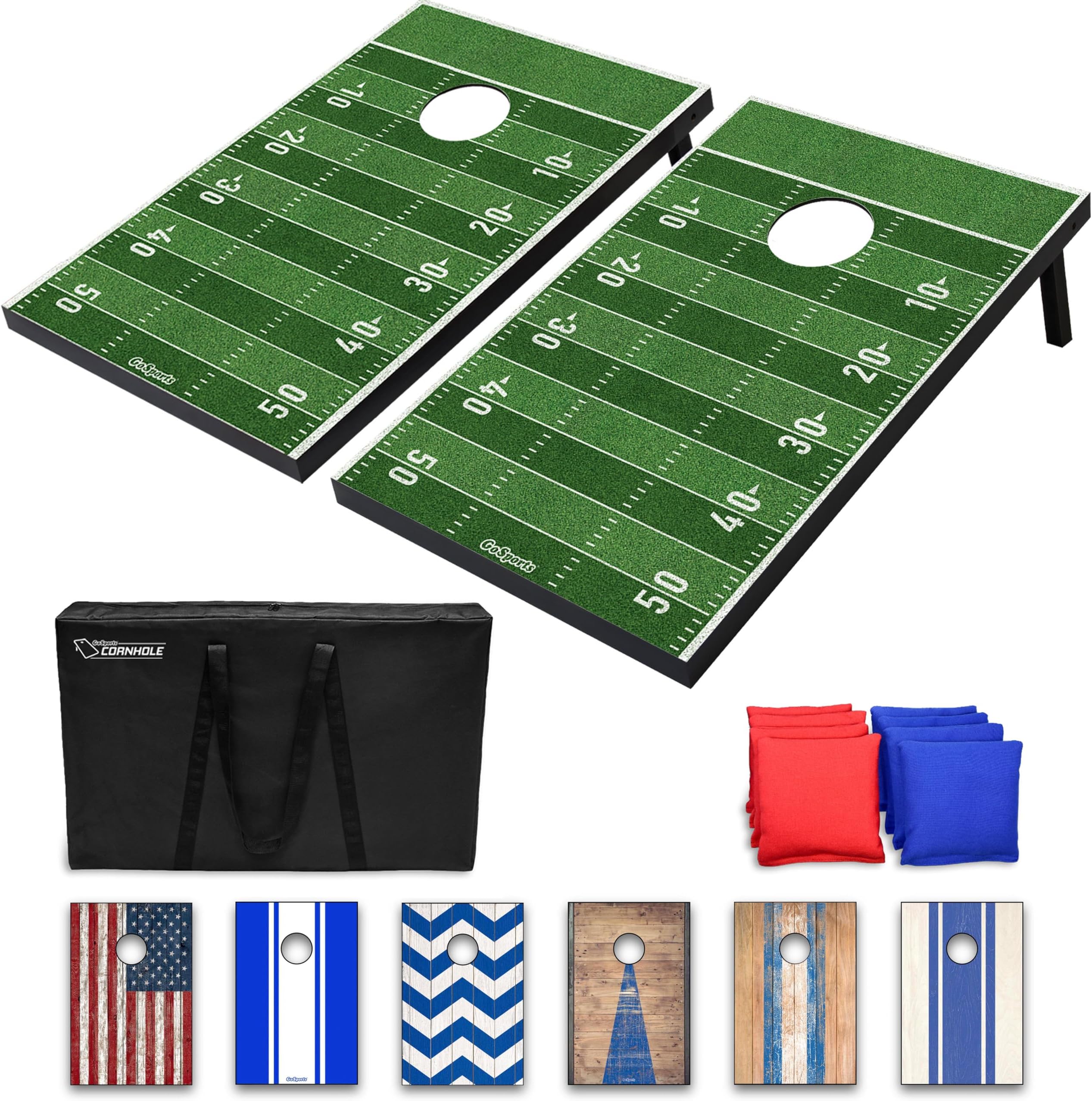 Portable Cornhole Sets, 8 Styles – Choose 4 x 2 ft or 3 x 2 ft - Boards Include 8 Bean Bags, Travel Case, and Game Rules
