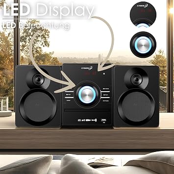 Compact System with CD Player Bluetooth Speakers Mini HiFi Music System Stereo System USB AUX In CD/MP3 FM Radio 30 Memory Slots LED Display System with Boxes Micro HiFi System