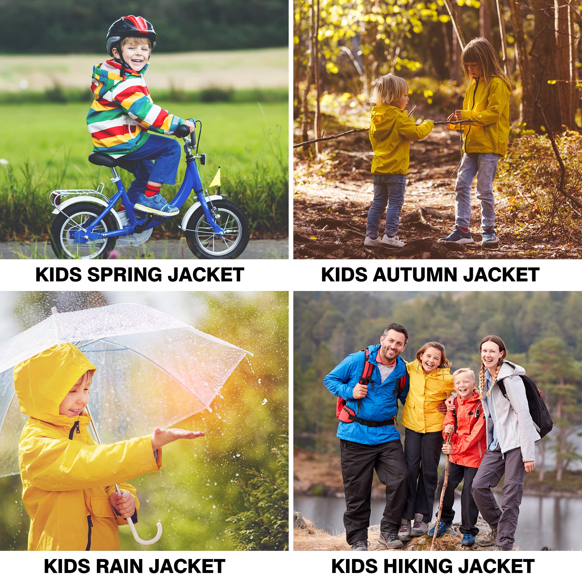 SMONTY Chaqueta Impermeable para Niños Capucha a Prueba de Viento Chaqueta Transpirable para Senderismo, Ciclismo y Carrera al Aire Libre Deportes