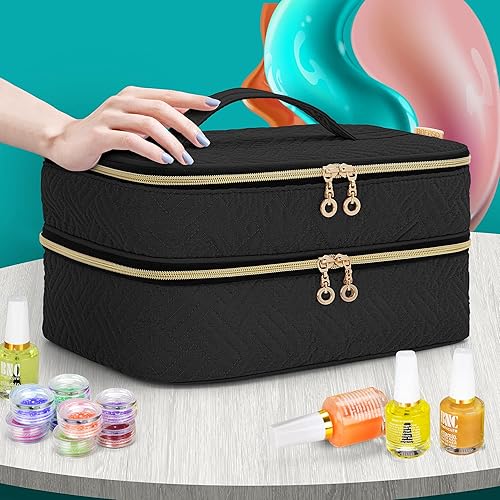 Miniatura 6 de BAFASO Organizador de esmalte de uñas con capacidad para 40 botellas (0.5 onzas líquidas), estuche de esmalte de uñas con secciones de