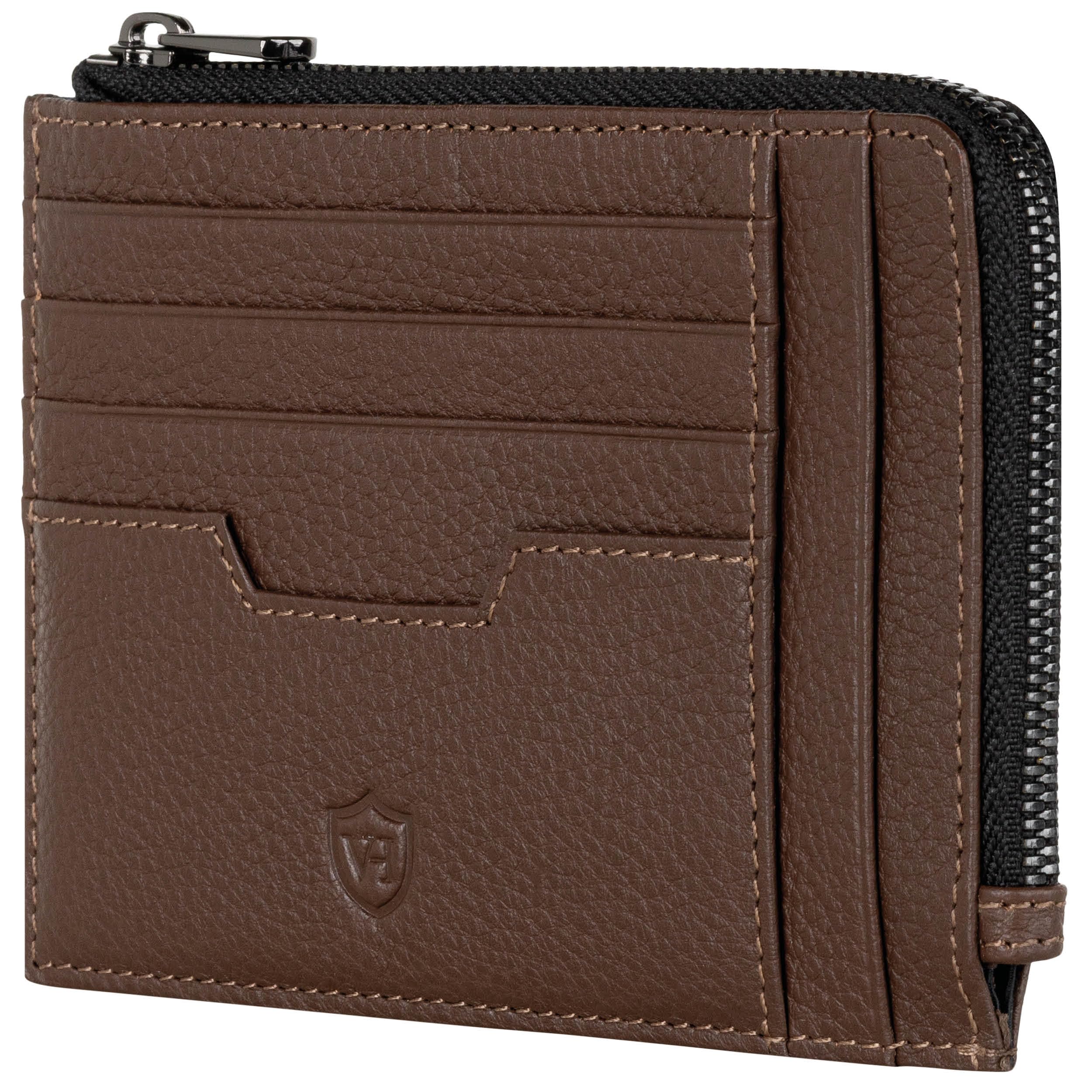 VON HEESEN Leder Kartenetui Geldbörse Herren & Damen Kreditkartenetui (Braun)
