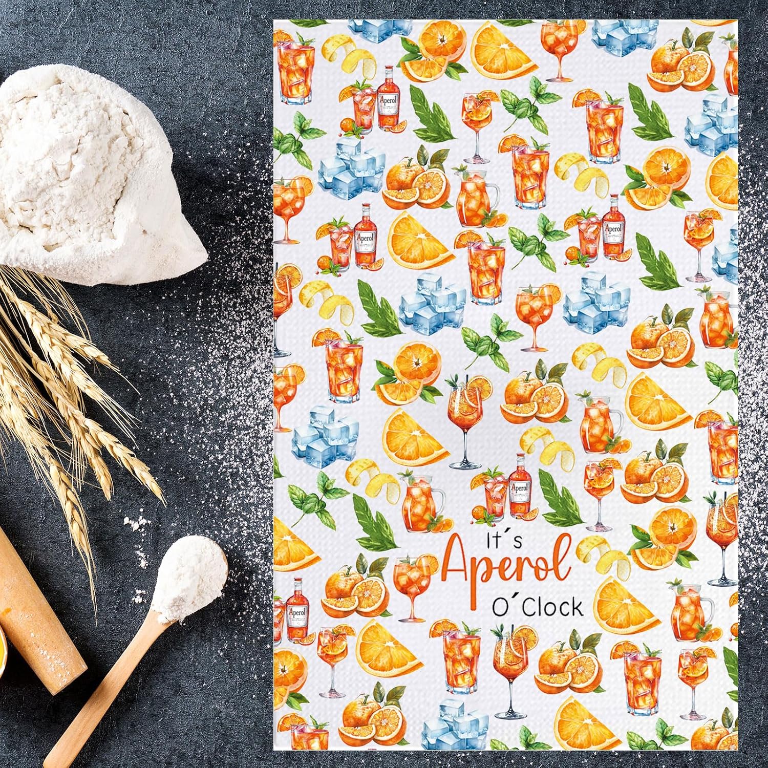 JNIAP Aperol Spritz Kitchen Towel Aperol Spritz Themed Gift Aperol Spritz Dish Towel Italian Aperol Spritz Lover Gifts Aperol Spritz Hand Towels (Many Aperol kt) image 4