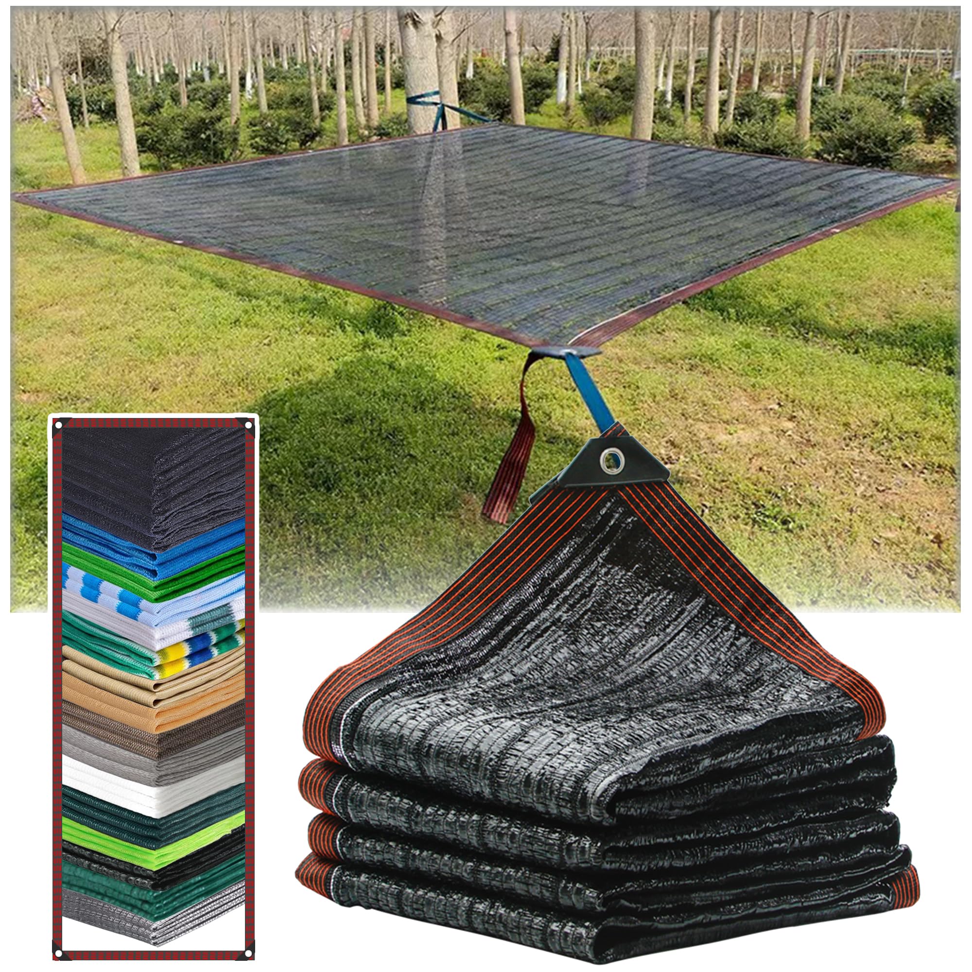KLGFBDC Rectangular UV Protection Shade Sail 90% UV Block Black Fabric with Grommets for Garden Vehicle Plant Cover Greenhouse Barn (5x7m)