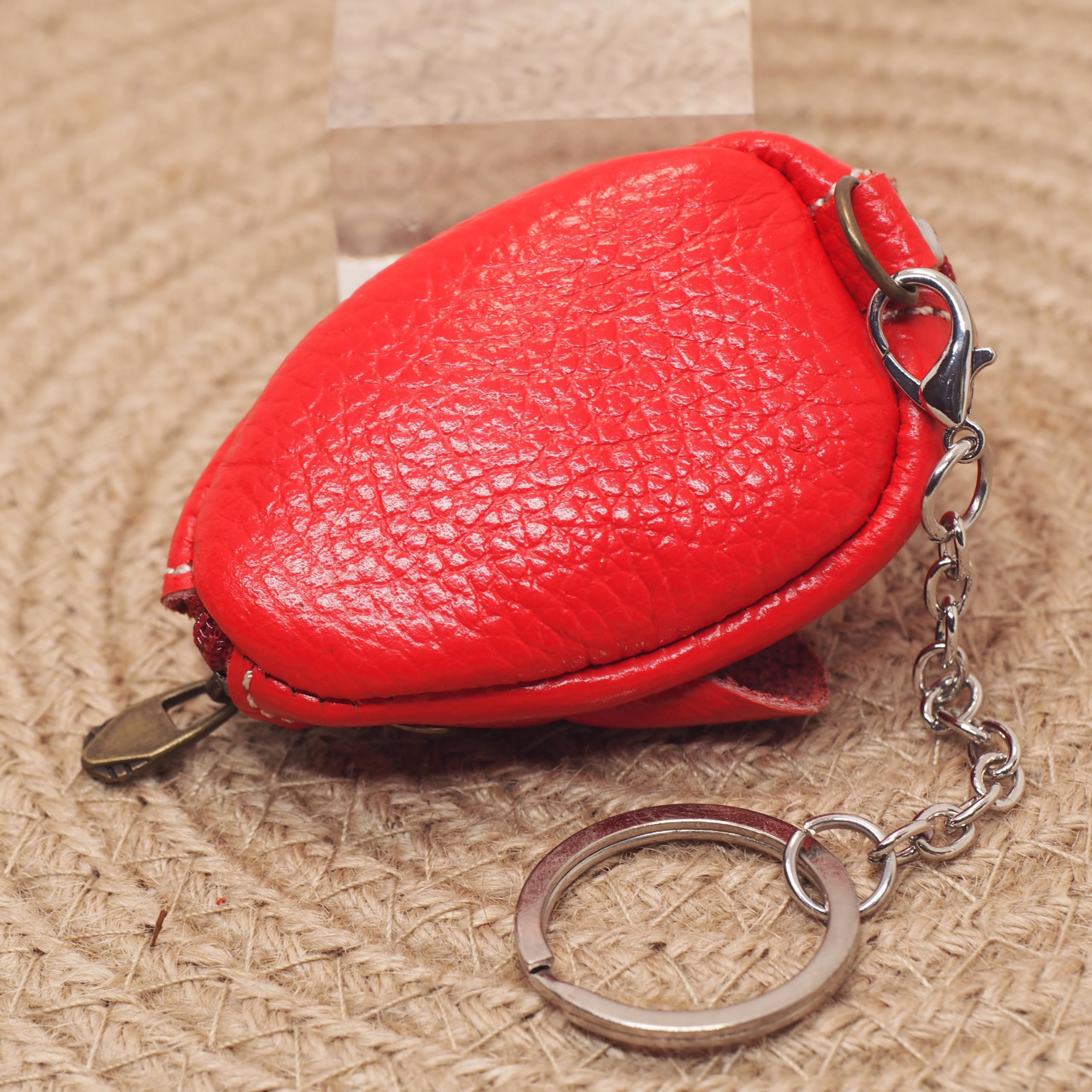 Mini Portamonete in Pelle, Mouse, Ciondolo, Attacco per Borsa a Tracolla, Bambini Adulti, Rosso