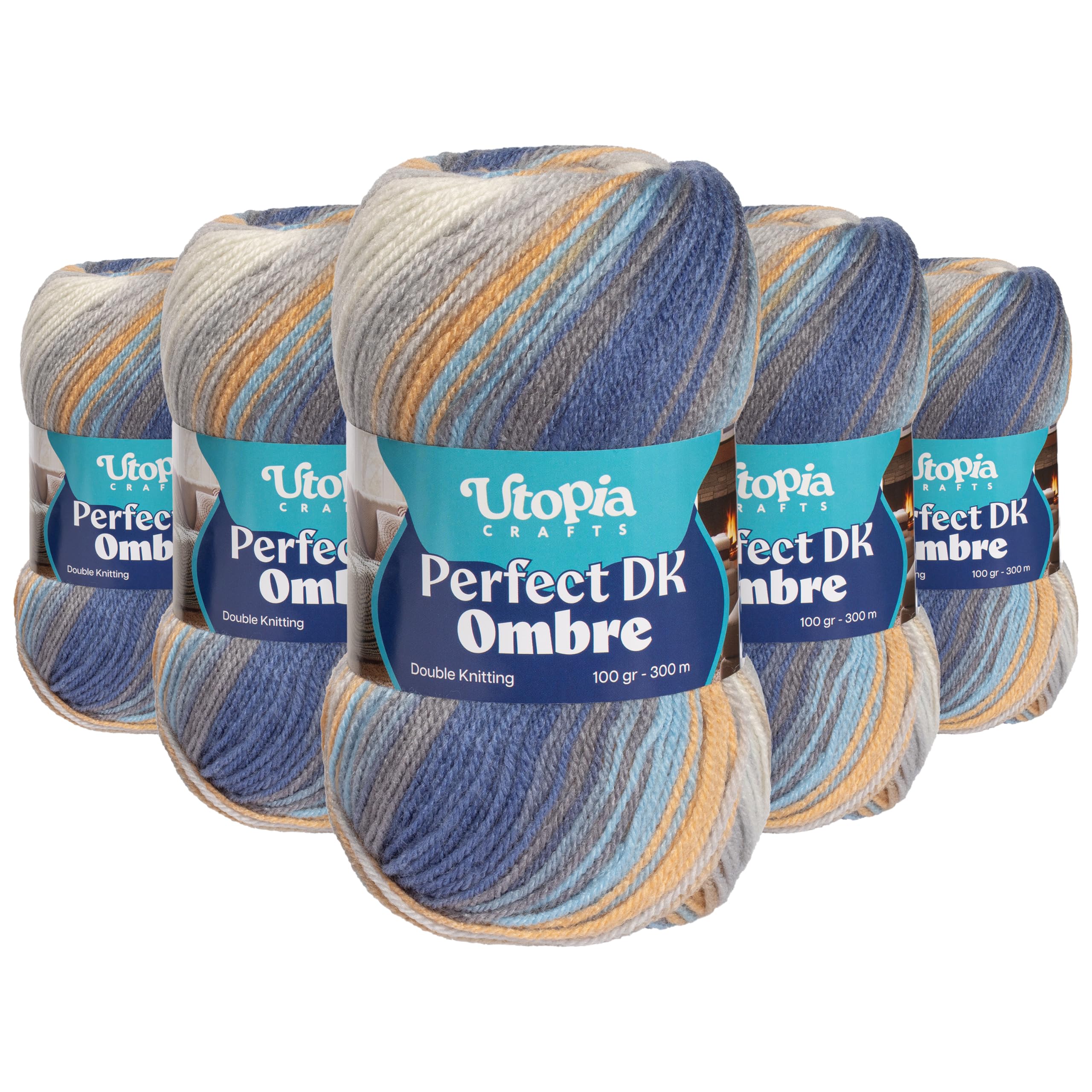 Utopia Crafts DK Ombre Multicolour Double Knitting Yarn 5X 100g (001)