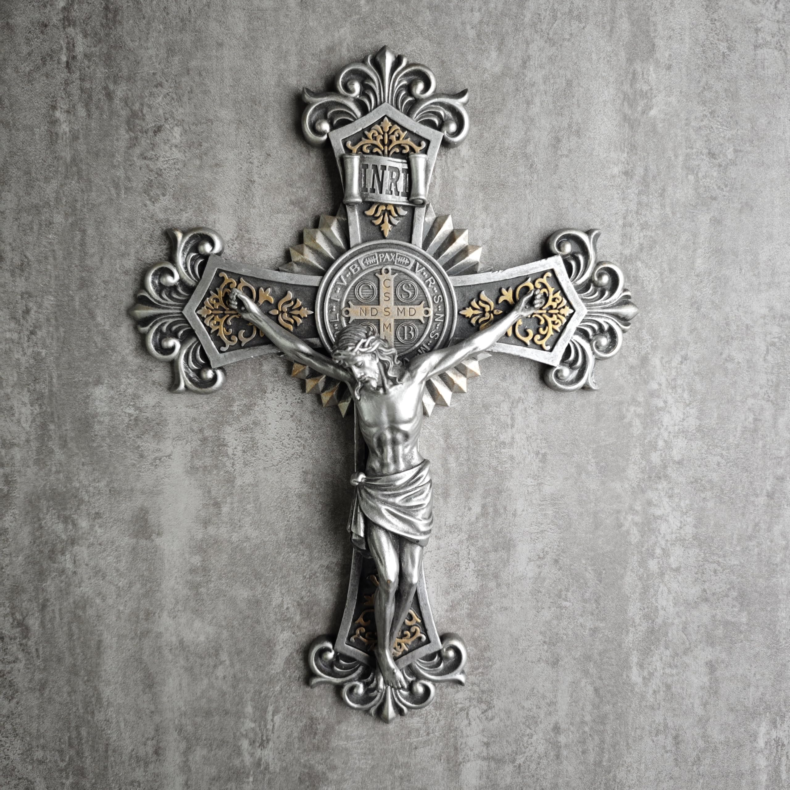 Amazon.co.jp: BCカトリック聖ベネディクト十字架壁十字架、エレガント