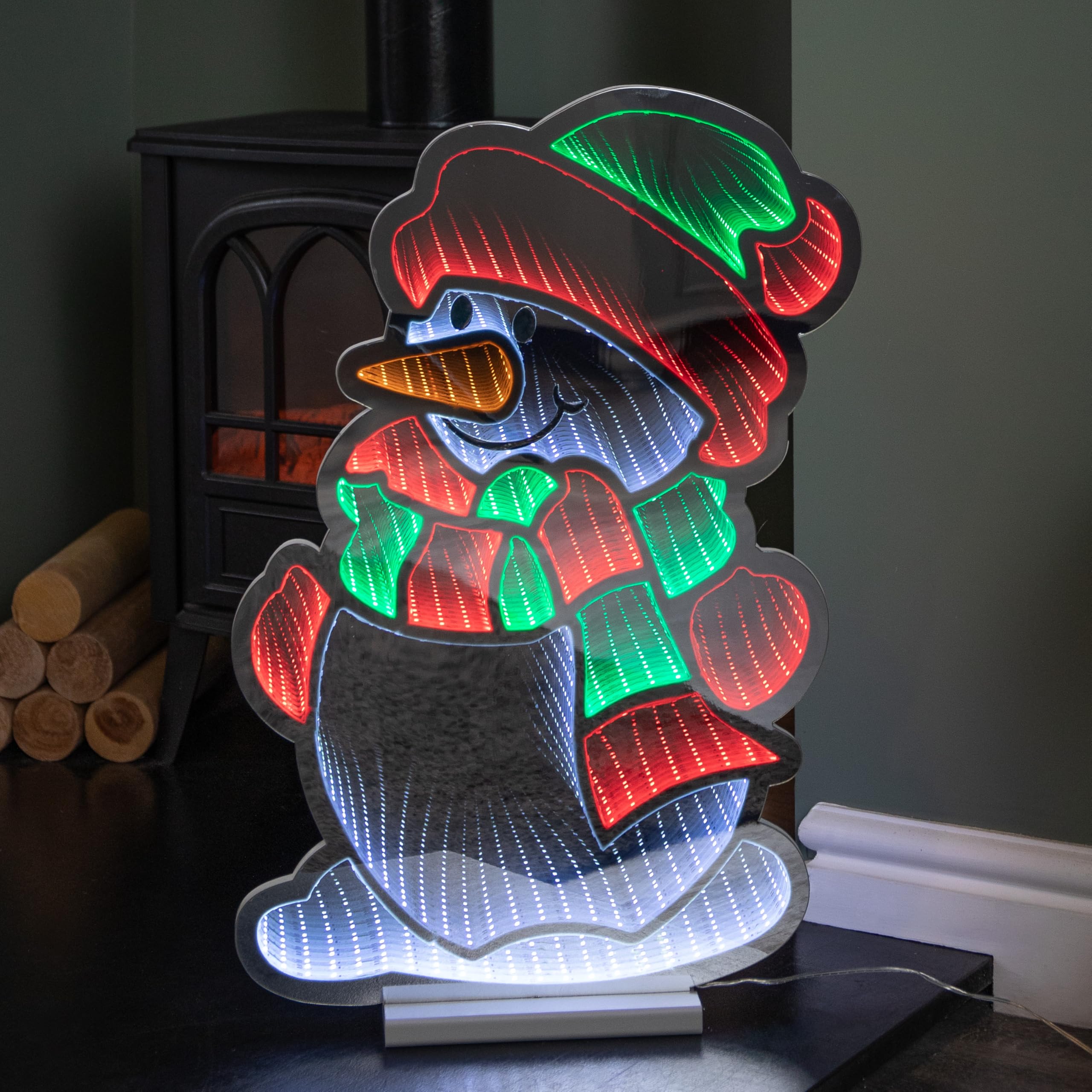 Samuel ALEXANDER 60cm Light up Snowman Infinity Christmas Decoration with Red, White and Green LEDs