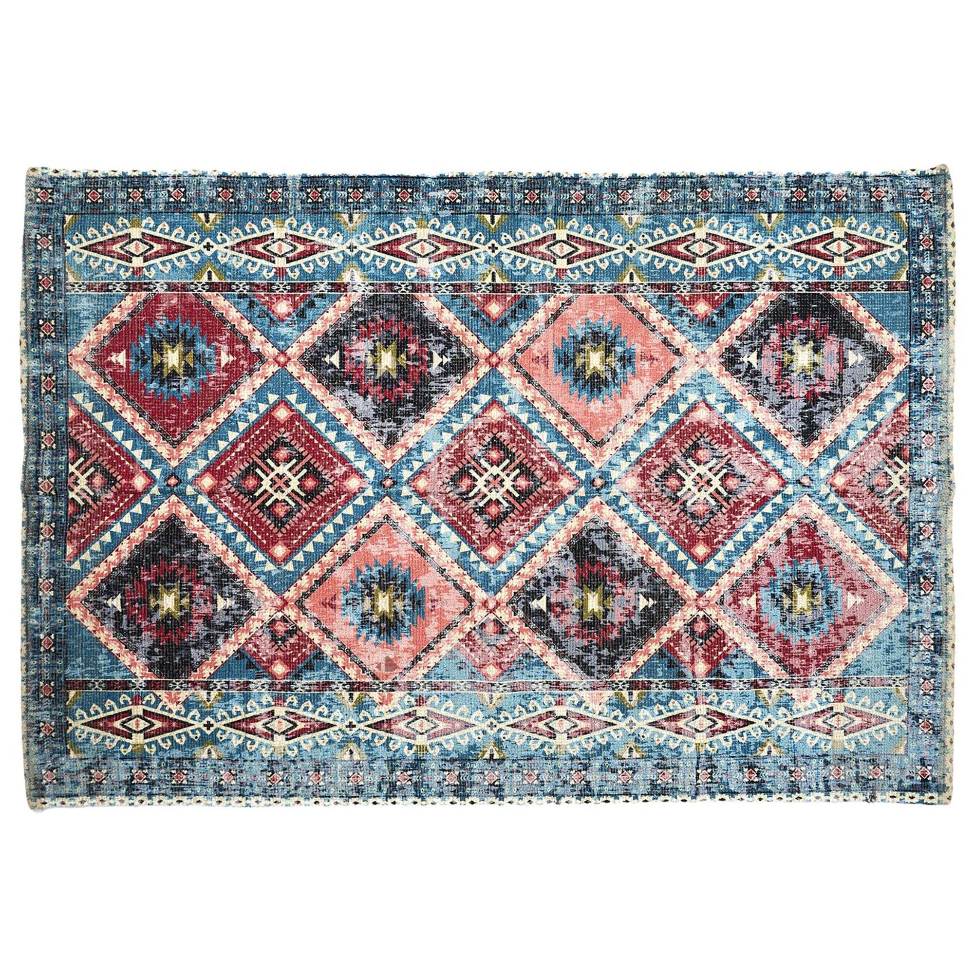 Linnea Tapis Collection Agra 120x170 cm Motif aztèques Bleu et Orange