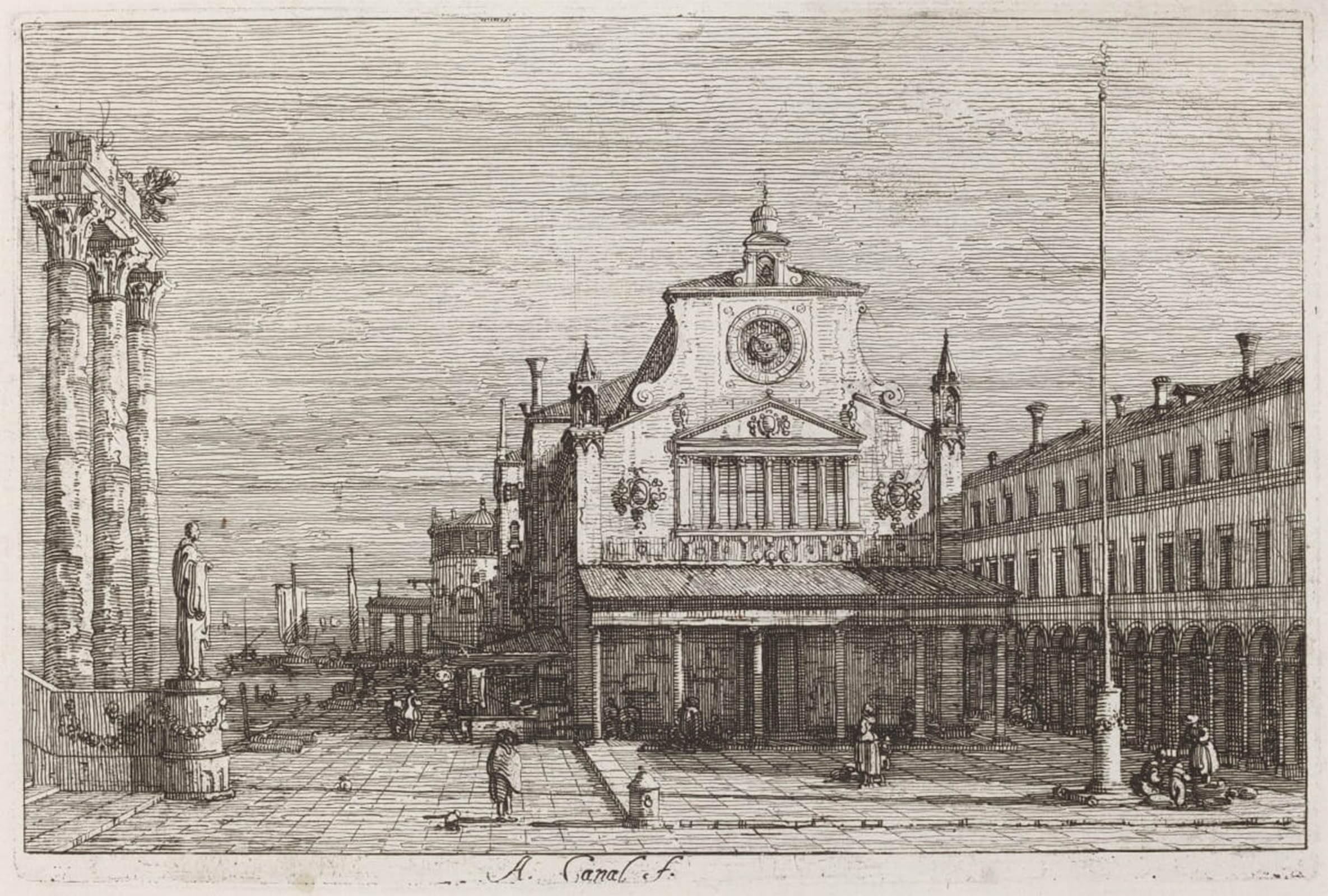 SERENDIPITP Aesthetic Poster Photo Wall Print Retro Picture Imaginary View of Giacomo Di Rialto by Canaletto Modern Wall Artwork for Home Decor 60x90cm