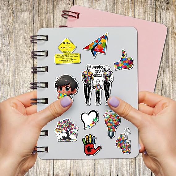 Pack 50 PCS Autism Awareness Stickers Waterproof Vinyl Decal Small Aesthetic Decor Laptop Water Bottles Phone Case Luggage Inspirational Sticker Set Bulk for Kids Teens Adults