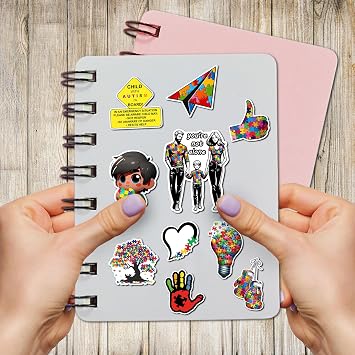 Pack 50 PCS Autism Awareness Stickers Waterproof Vinyl Decal Small Aesthetic Decor Laptop Water Bottles Phone Case Luggage Inspirational Sticker Set Bulk for Kids Teens Adults