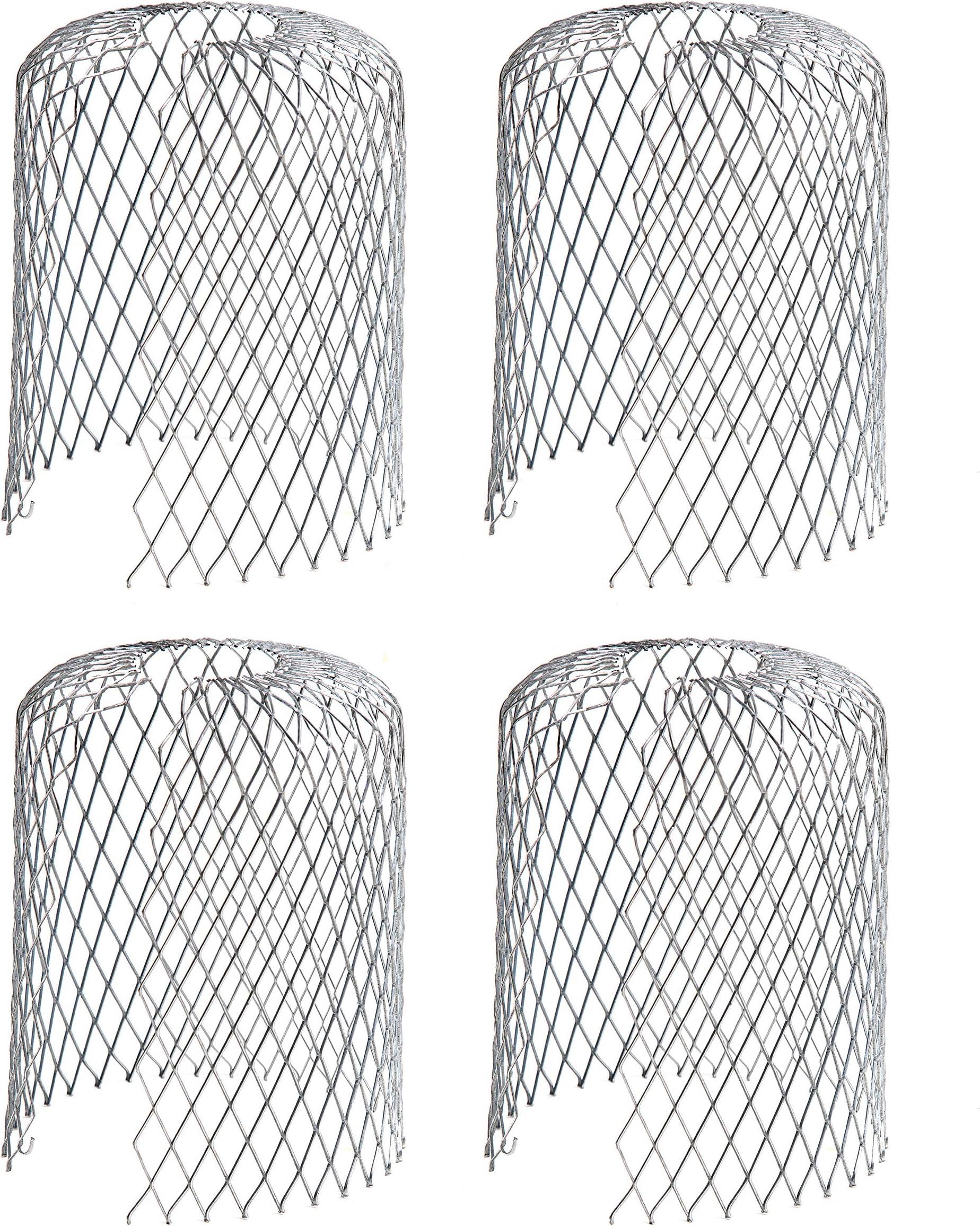 Pack of 4 Metal Gutter Guards - Keeps Gutter downpipes Clear of blockages from Leaves, Moss, muck, mud, Balls and Other Debris - Flexible and Super-Ea
