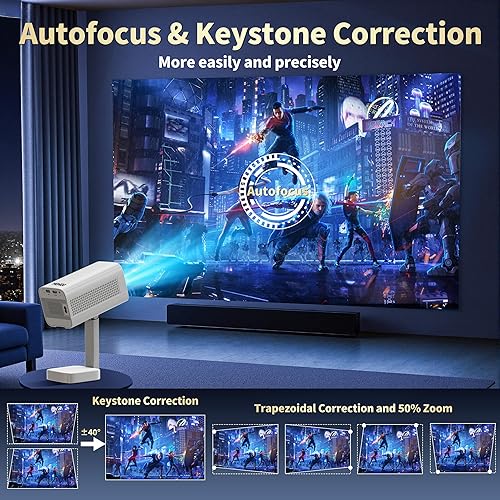 Miniatura 6 de Proyector WiFi 6 y Bluetooth 5.4, mini proyector 4K HD 1080P portátil de tiro ultra corto, proyector inteligente aplicaciones integradas enfoque