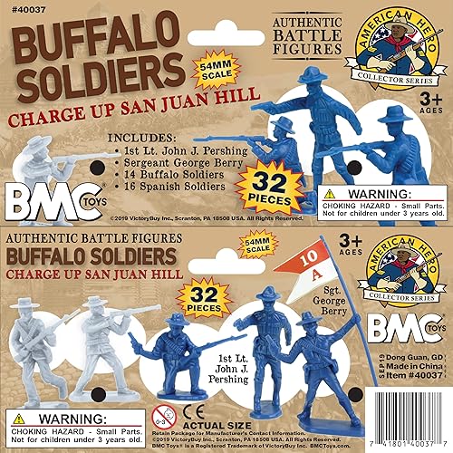 Miniatura 8 de BMC Buffalo Soldiers Charge Up San Juan Hill - Figuras de soldado de 32 piezas