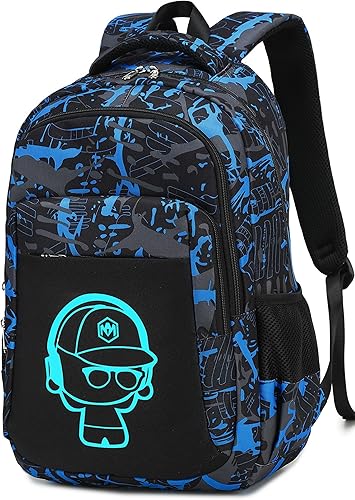 LEDAOU Mochila escolar para adolescentes, niños y niñas, mochila escolar, mochila de viaje, casual, Graffiti Azul Negro, Mochilas Daypack