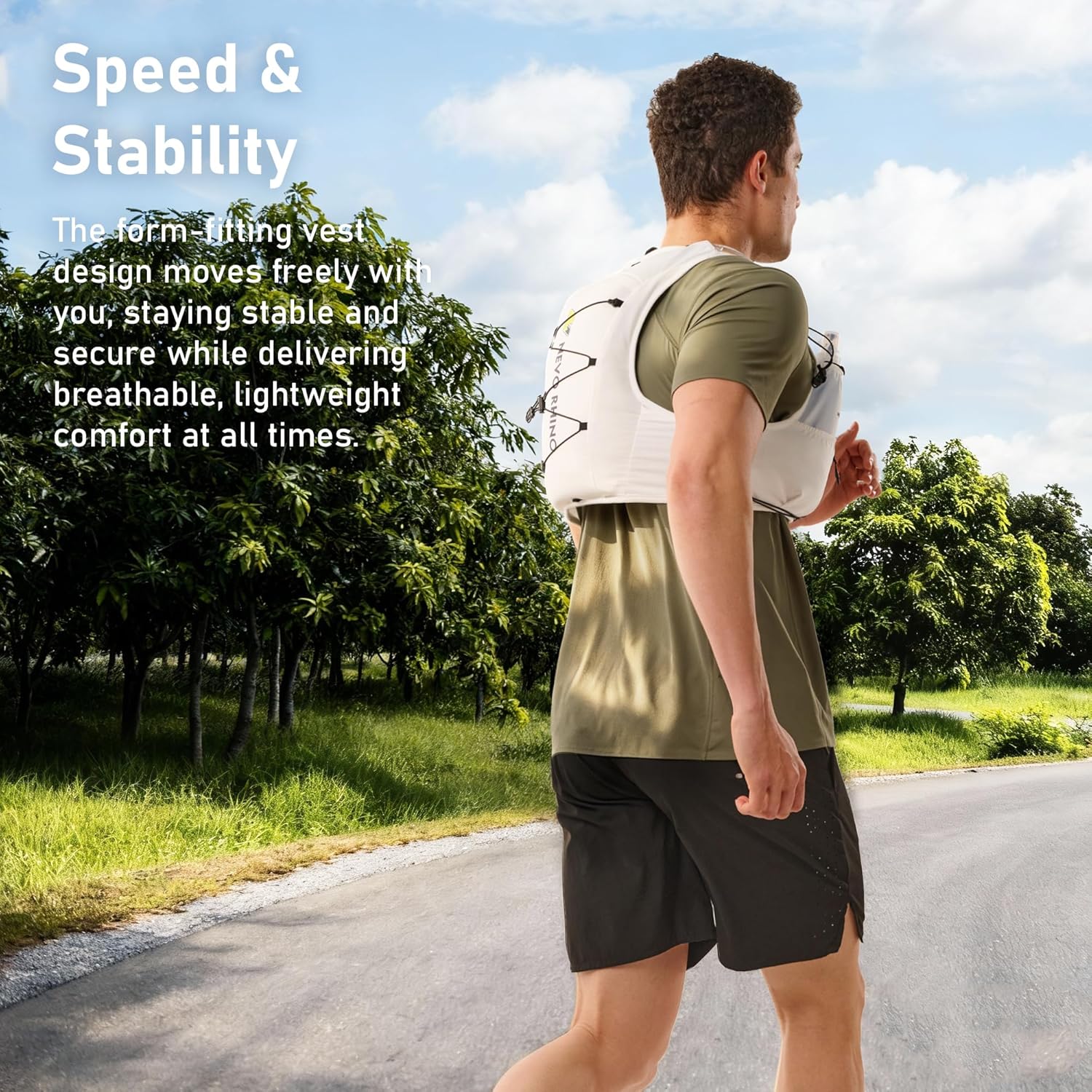 N NEVO RHINO Running Vest for Women Men, 5L Lightweight Running Hydration Vest with 2 TPU 500ml Soft Flask, Breathable Hydration Backpack for Trail Running, Marathon, Hiking, Race