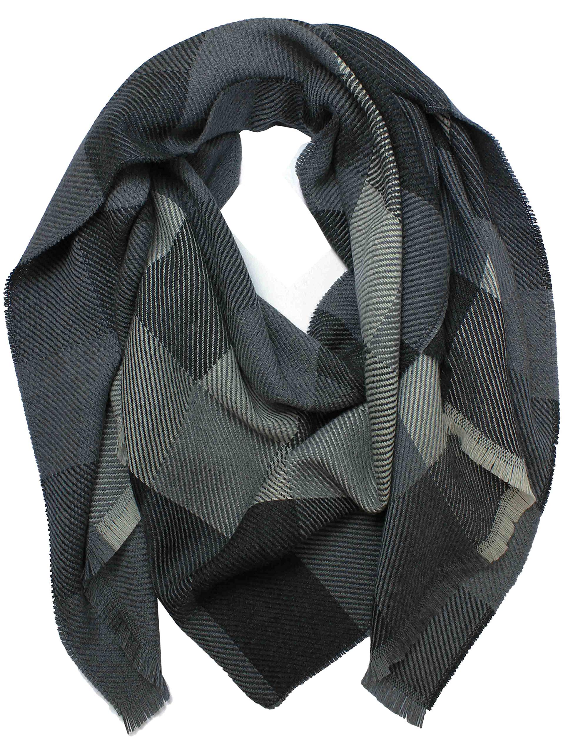 Sciarpa di lana sciarpa da donna sciarpa invernale sciarpa da uomo check & spina di pesce grigia 190 x 50 cm Made in Germany