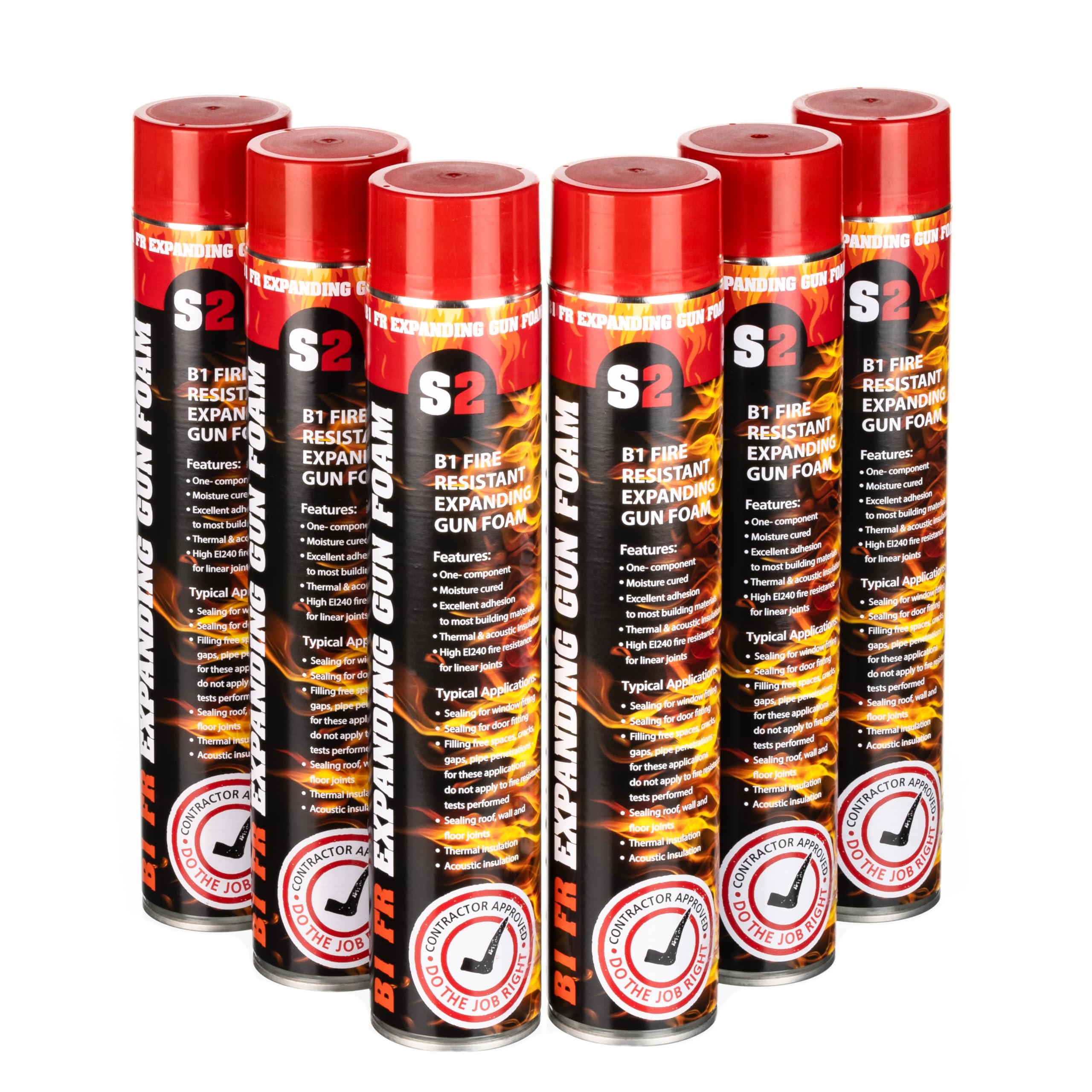 STICK2 B1 Fire Rated Expanding Foam | PU Gun Foam for Gap Filling & Insulation | High Adhesion, Thermal & Fire Resistance | 6 x 750ml