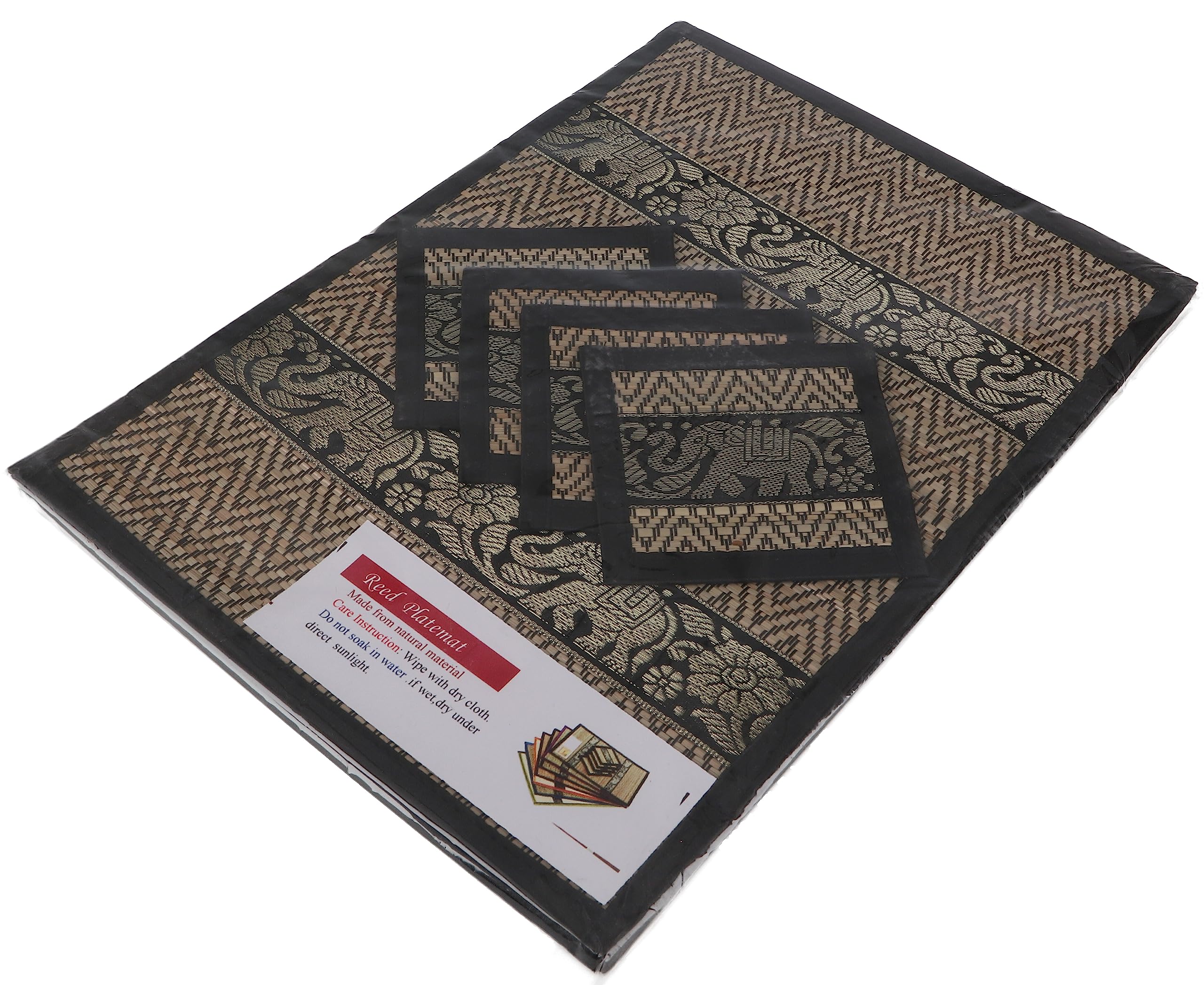 Image secondaire de Guru-Shop Set de Table Dessous de Verre Dessous de Table 4èr Set - Marron/noir, Marron, 45x30x0,3 cm, Chemins de Table et Nappes