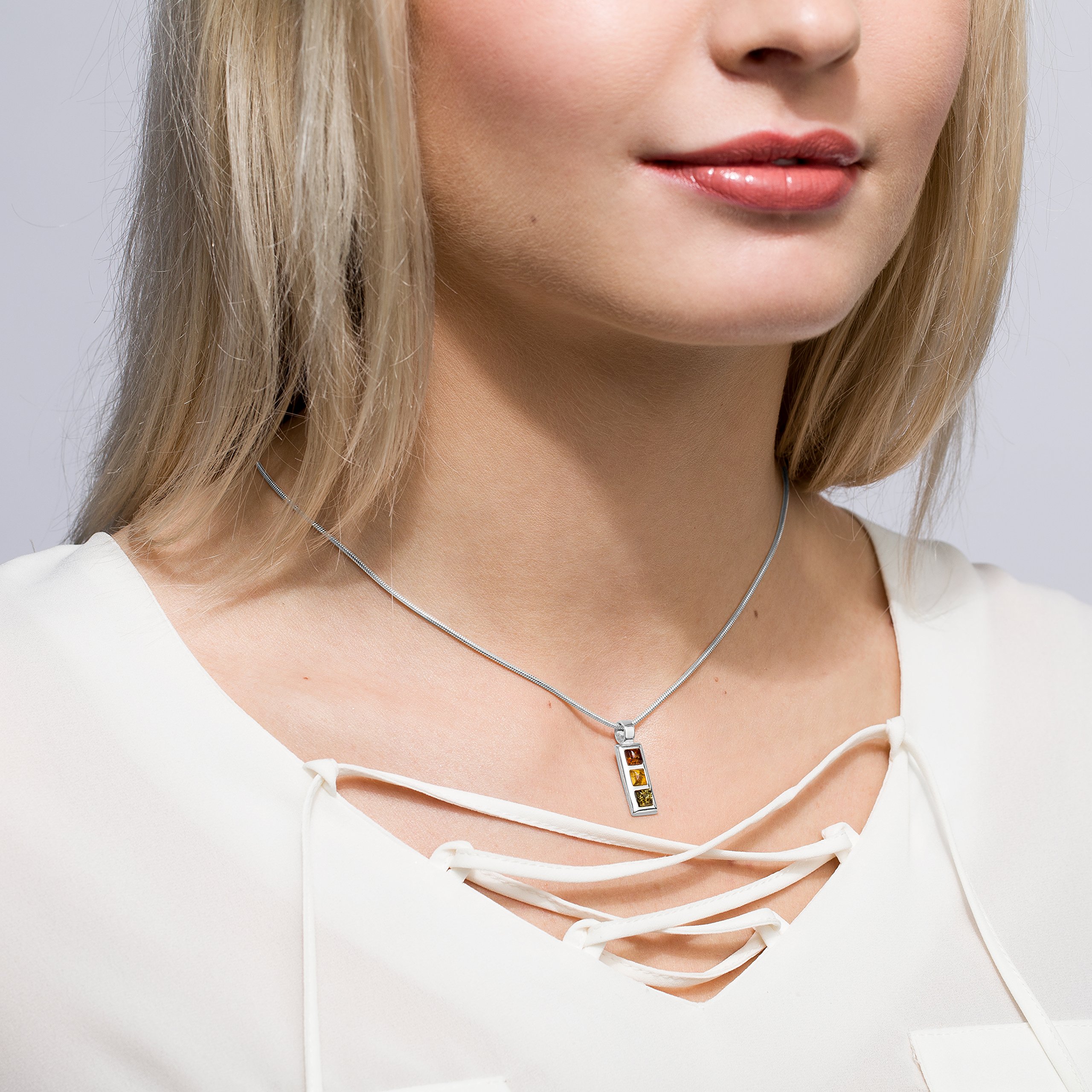 Collar Para Mujer Con Colgante De Ámbar En Plata De Ley 925