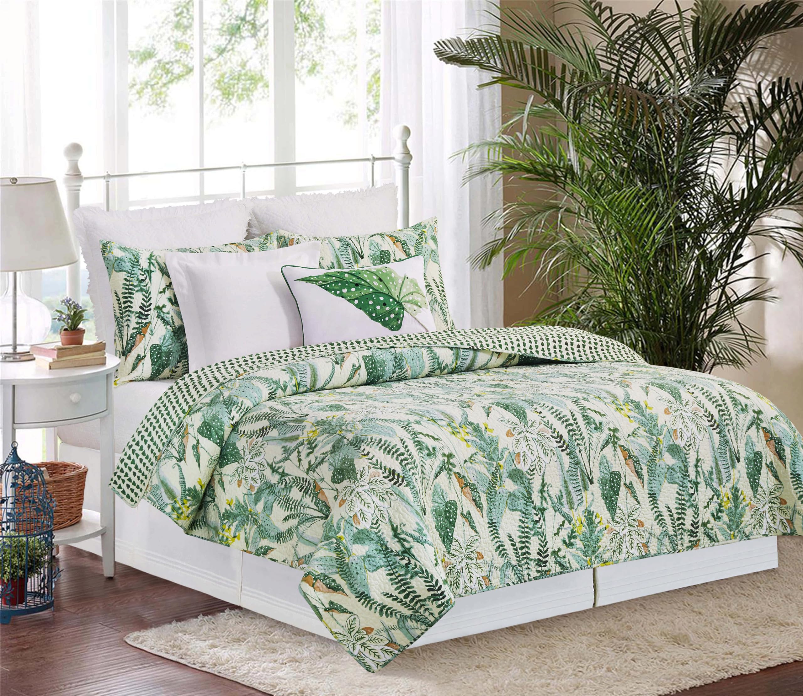Juego de edredón verde de algodón reversible de 3 piezas C&F Home Parson