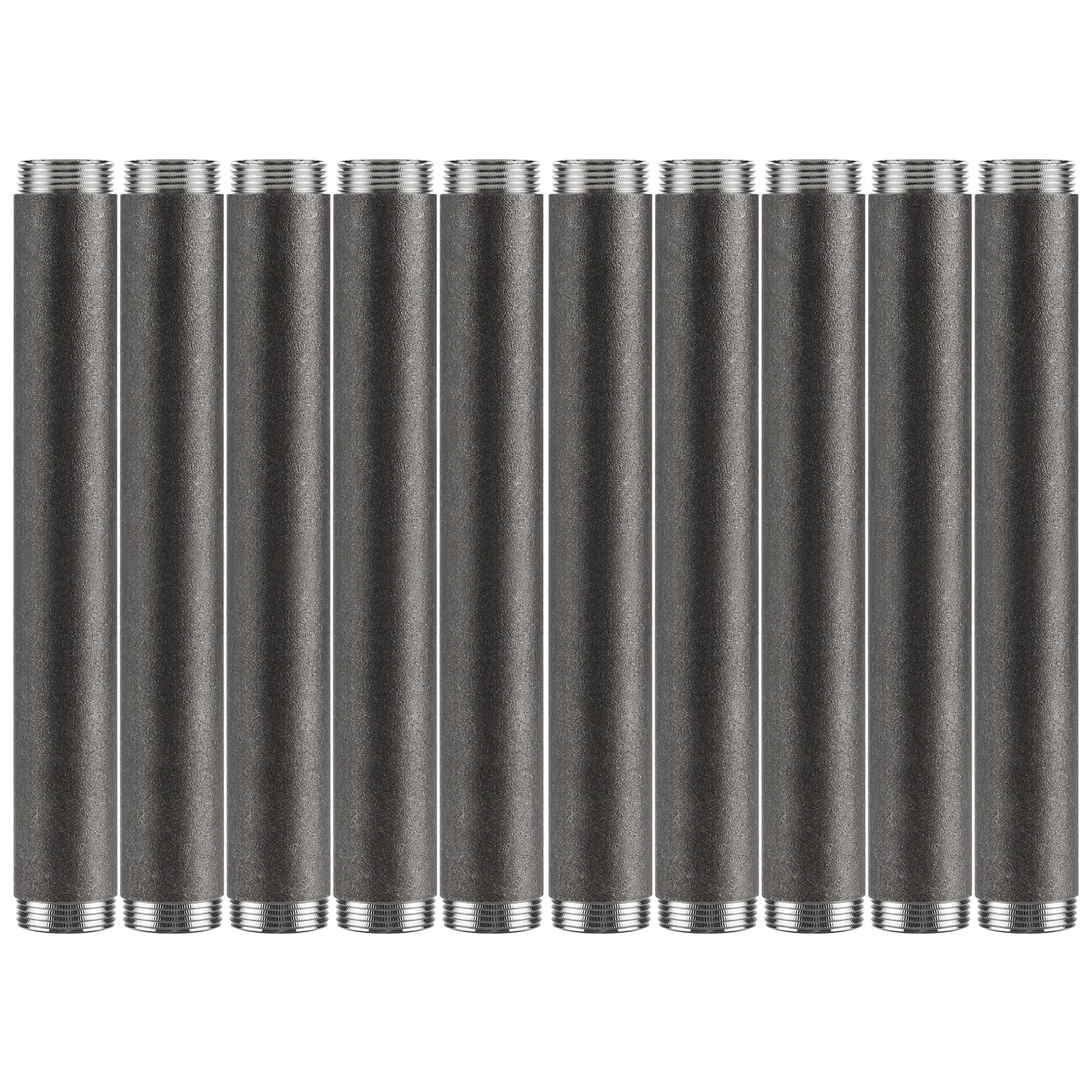 1"x 10" Industrial Pipe - Home Expert 10 Pack Primary Color Malleable Cast Iron Pipe Heavy Duty Pre Cut Metal Pipe Threaded Gray Pipe Fitting for Industrial Vintage Style DIY Project(Similar to stock photo)