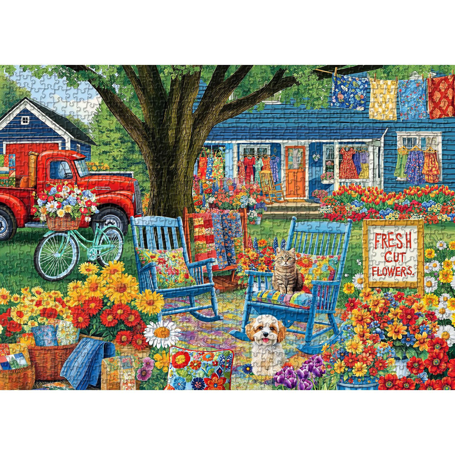PICKFORU Nature Flower Jigsaw Puzzle - 1000 Pieces, Spring Plant & Floral Scenery, Dog & Cat Themed, Challenging for Adults - Image 2