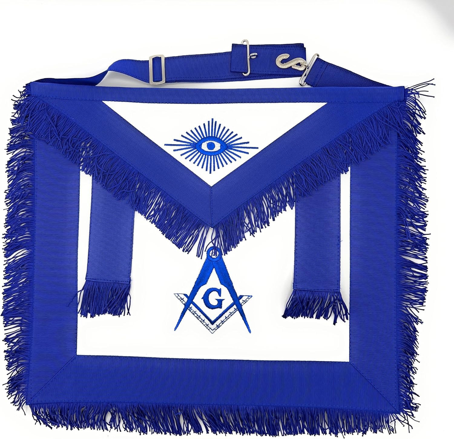 USL Masonic Apron Blue Lodge Square & Compass Embroidery Leather, Blue, One Size