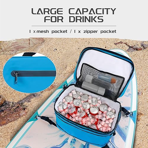 Miniatura 4 de UPWELL Accesorios para paddleboard SUP Cooler Deck Bag, PVC Paddle Board Dry Bag, 30 latas Surf Kayak Cooler Bag para tabla de remo, kayak