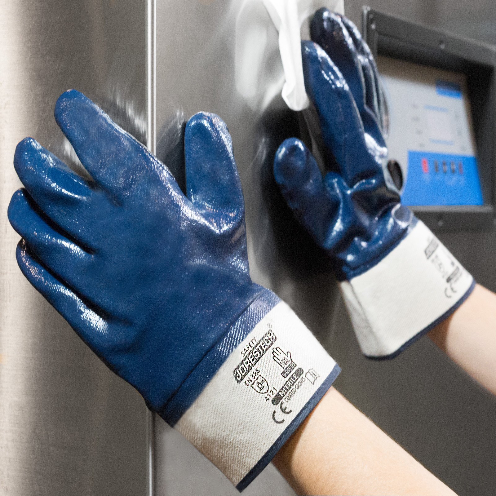 JORESTECH Guantes de trabajo de punto con revestimiento de nitrilo, protección de manos de PPE (grande), paquete de 12