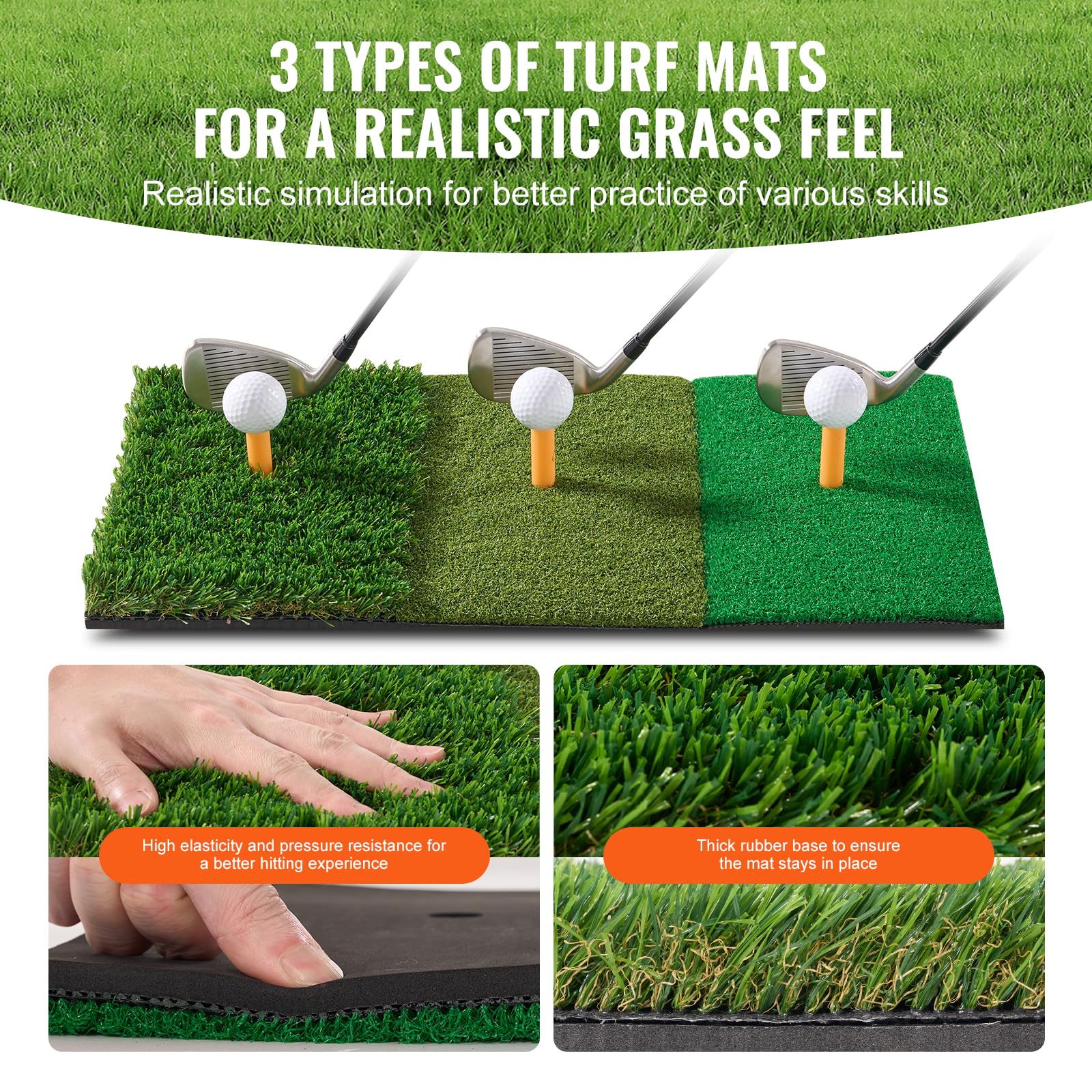 VEVOR Golfnetz, 3 x 2,1 m, All-in-1-Golfübungsnetz, Golfschwungtraining für drinnen und draußen zu Hause, Golfschlaghilfenetz mit Zielscheibe/Rasenmatte/Bällen/Tee/Tragetasche, für Driving- und Chippi