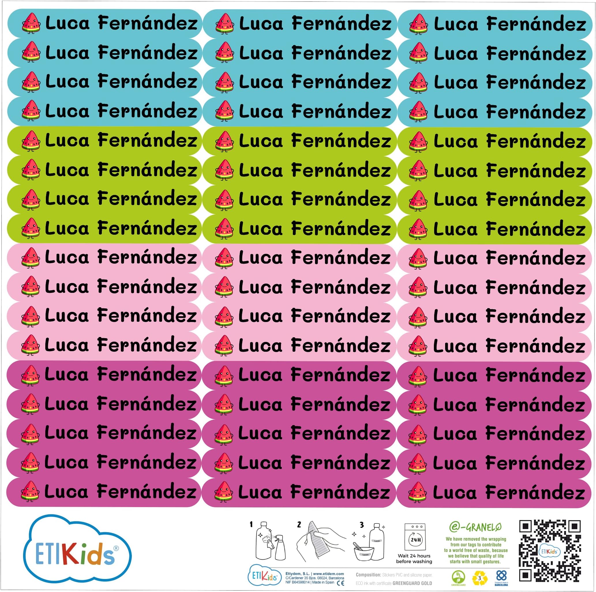 50 Labels for marking objects 6 x 1 cm Stickers For Labelling Books and School Items for Nurseries and Schools Palette 9