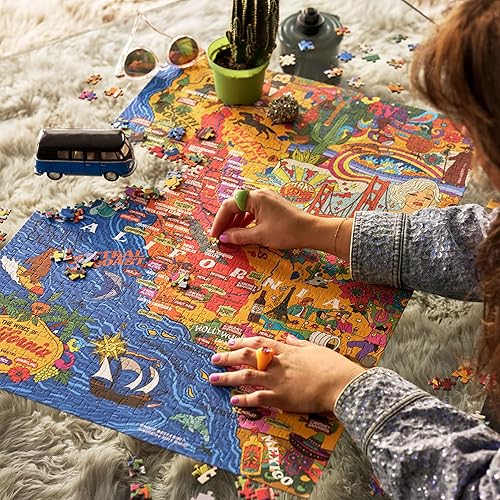 Miniatura 3 de California Wine Puzzle - Rompecabezas dibujado a mano de 1000 piezas para adultos, con vinos y geografía de California