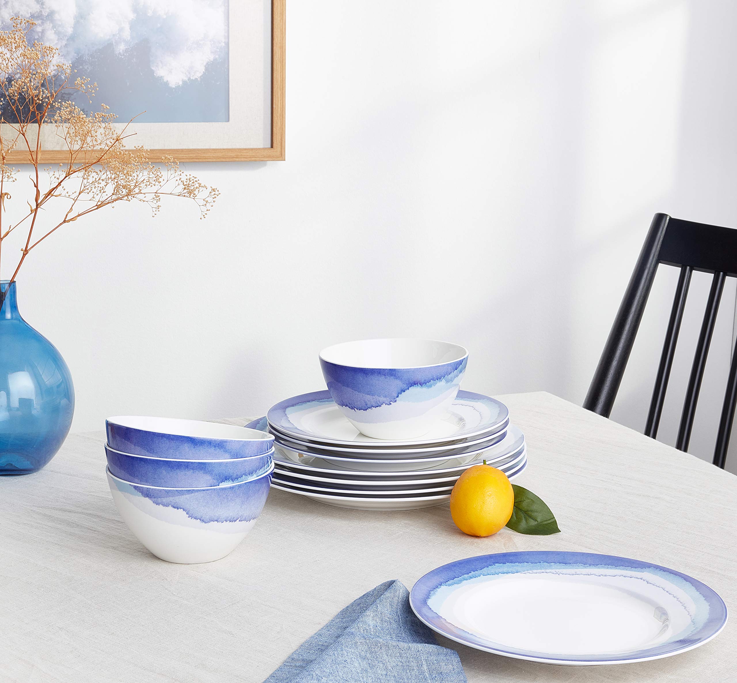 Lenox 885150 Indigo Watercolor Stripe 12 Piece Set Desertcart