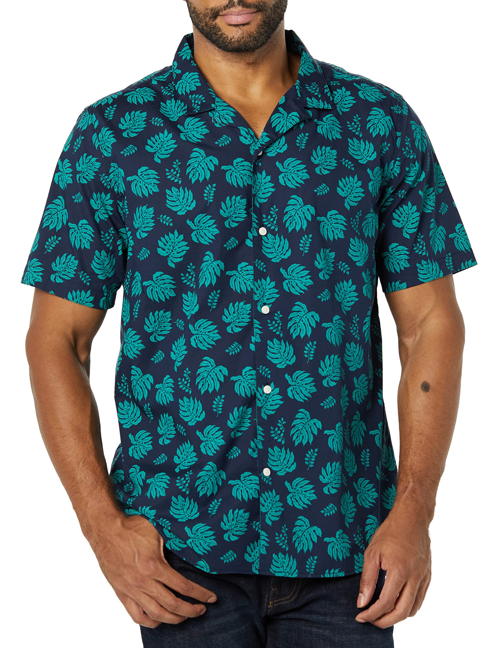 Amazon Essentials Mens Vacation Cotton Resort Shirt Slim-Fit Short Sleeve