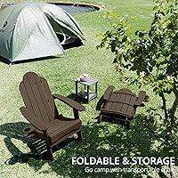 Vista 3 de LUE BONA Juego de sillas plegables Adirondack de 6, sillas de patio resistentes al fuego de color marrón oscuro HDPS, sillas modernas de plástico