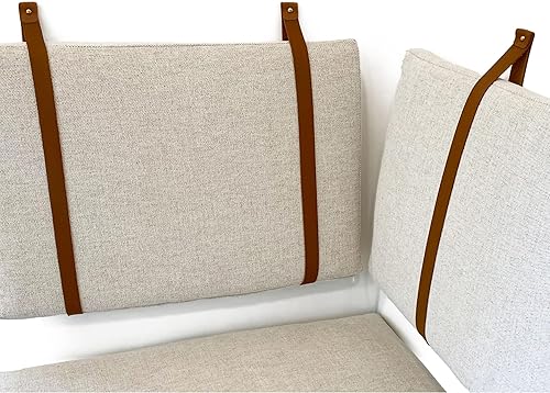 KEYAIIRA - Custom Leather Wall Strap for hanging pillow cushions, Headboards, Banquet strap shelf wall hung hook floating nightstand shelving