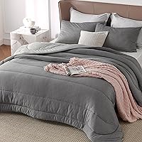 Vista 44 de Bedsure, juego de edredón tamaño king - Ropa de cama suave color taupe para todas las estaciones, juego de cama teñido catiónico, 3 piezas, 1