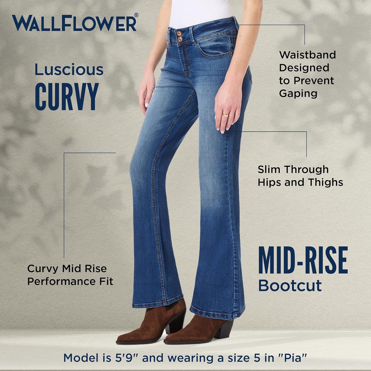 WallFlower Luscious Curvy Bootcut Jeans for Women, Mid-Rise Insta Stretch Denim, Size-Inclusive Juniors Jeans, Sizes 0 to 24 - Image 4