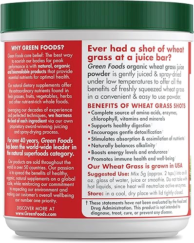Miniatura 3 de Green Foods Wheat Grass Shot 30SRV ORG, 5.3 onzas
