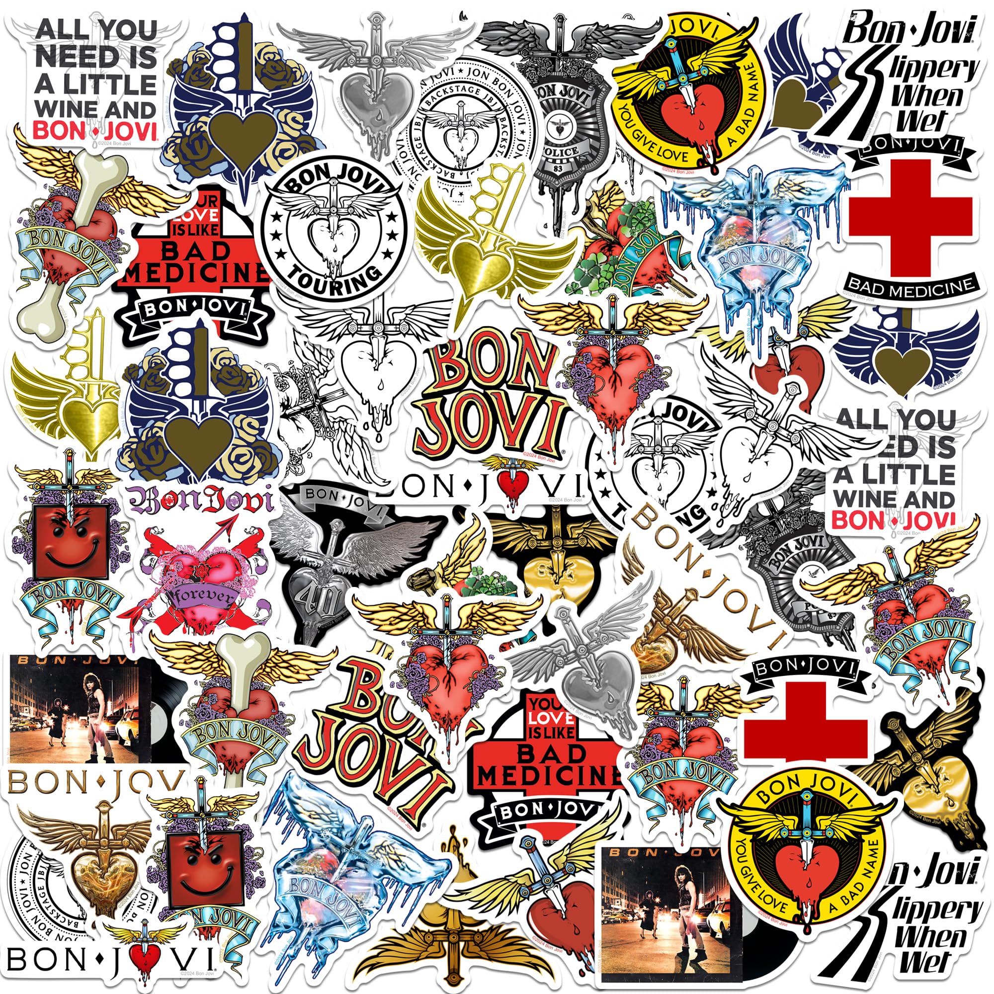 Amazon.com: Bon Jovi 50ct Vinyl Large Deluxe Stickers Variety Pack