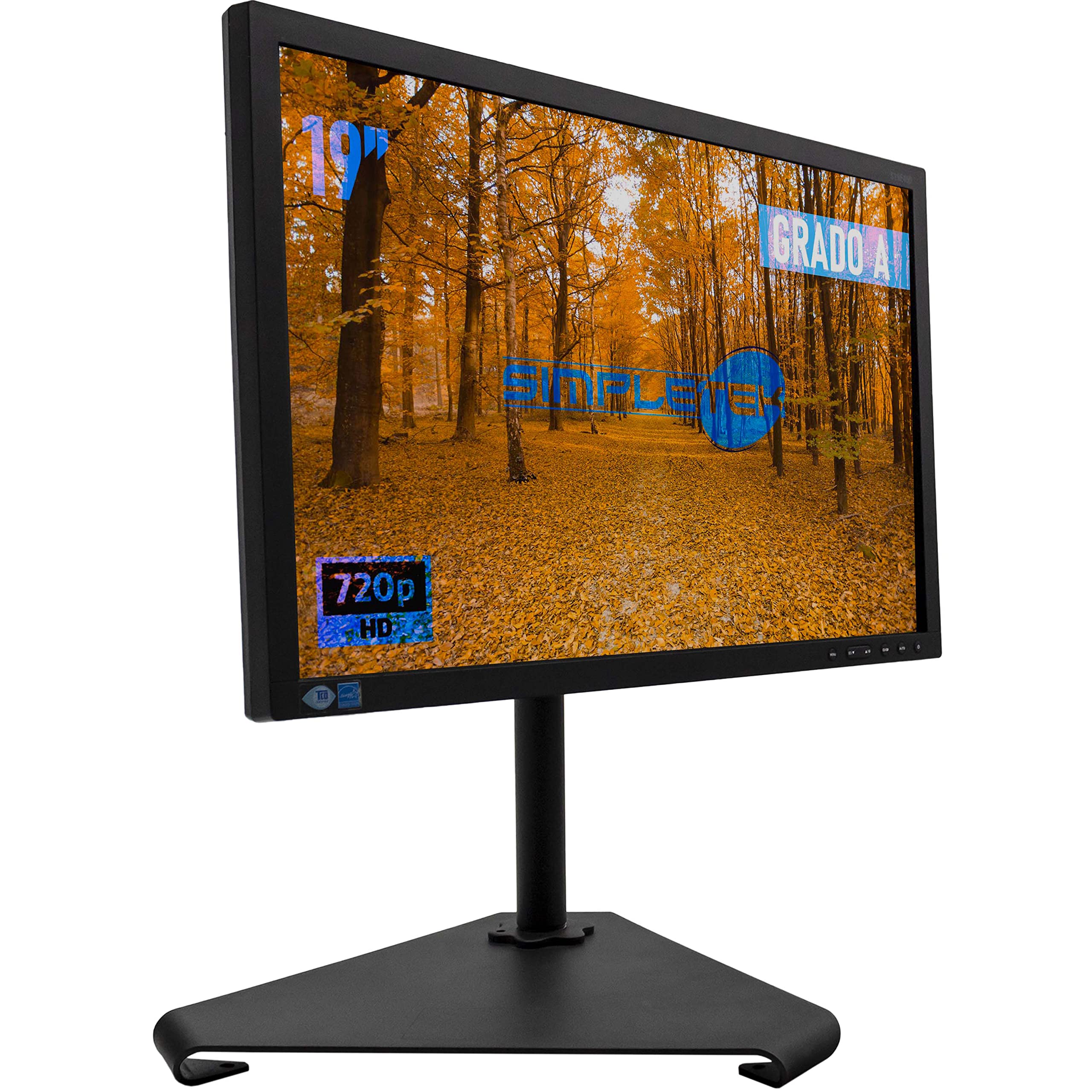 SIMPLETEK - Monitor da 19” TN LED 1440X900px HD 16:10 | Montaggio a parete da 100x100 mm | DVI VGA | Base inclusa (Ricondizionato)
