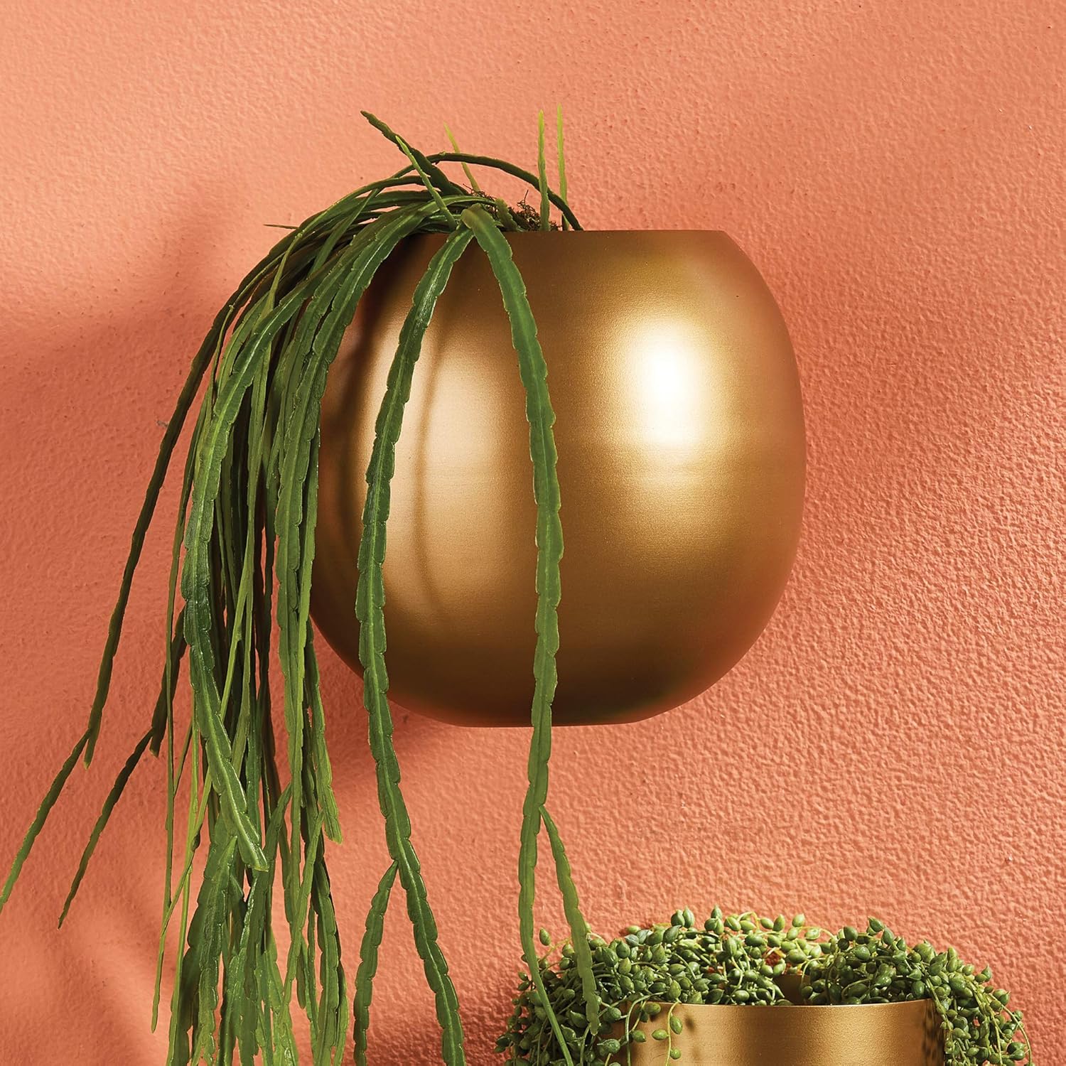 MY SWANKY HOME Modern Minimalist Gold Sphere Metal Wall Planter Round Brass Finish 10 in